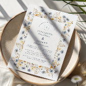 Dusty Blue Wildflower Meadow Wedding Kaart