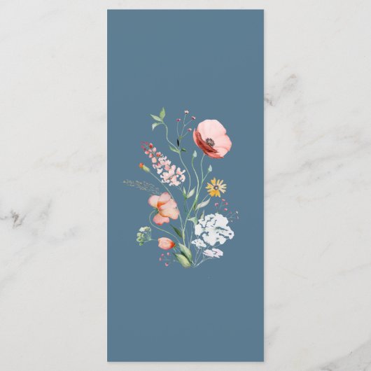 Dusty Blue Wildflower Meadow Wedding Menu Kaart (Achterkant)