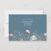 Dusty Blue Wildflower Meadow Wedding RSVP Card Kaartje (Achterkant)