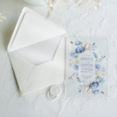 Dusty Blue Wildflower Modern Elegant Wedding Acryl Uitnodigingen