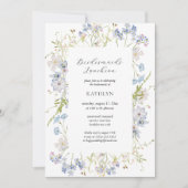 Dusty Blue Wildflower Moderne Bruidsmeisjes Lunche Kaart (Voorkant)