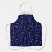 Dusty Blue Wildflower Patroon Gepersonaliseerde Ma Schort (Voorkant)