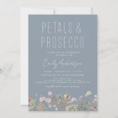 Dusty Blue Wildflower Petals & Prosecco Foto Kaart (Voorkant)