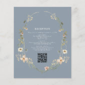 Dusty Blue Wildflower QR Code Tuin Trouwen Flyer (Achterkant)