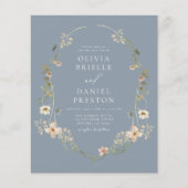 Dusty Blue Wildflower QR Code Tuin Trouwen Flyer (Voorkant)