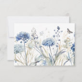 Dusty Blue Wildflower RSVP Response Kaart (Achterkant)