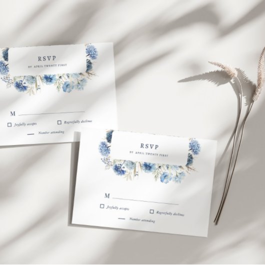 Dusty Blue Wildflower RSVP Response Kaart