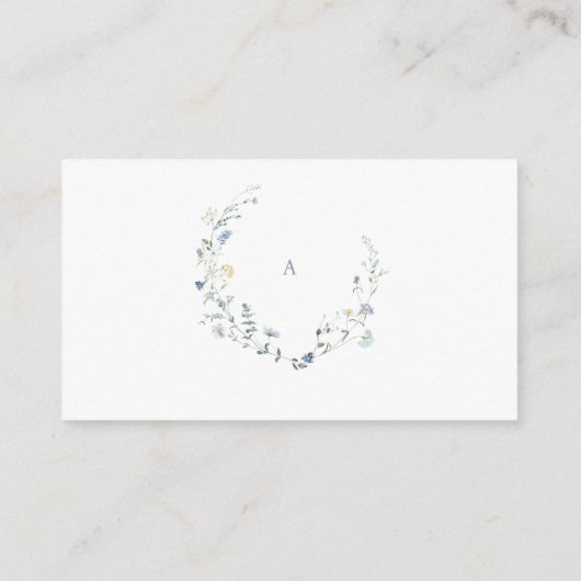 Dusty Blue Wildflower Rustic Boho Boeken voor Baby Informatiekaartje (Achterkant)