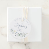Dusty Blue Wildflower Rustic Boho Verjaardag Bedankjes Labels (In situ)