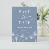 Dusty Blue Wildflower Rustic Wedding Save The Date (Staand voorkant)