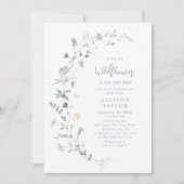 Dusty Blue Wildflower rustiek Boho Baby shower Kaart (Voorkant)