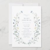 Dusty Blue Wildflower rustiek Boho Baby shower Kaart (Voorkant)