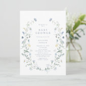 Dusty Blue Wildflower rustiek Boho Baby shower Kaart (Staand voorkant)