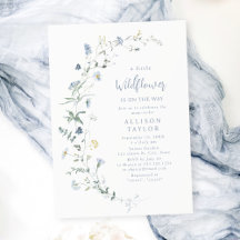 Dusty Blue Wildflower rustiek Boho Baby shower