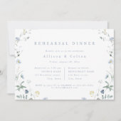 Dusty Blue Wildflower rustiek Boho repetitie diner Kaart (Voorkant)