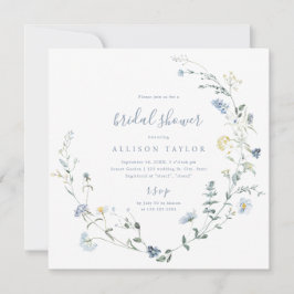 Dusty Blue Wildflower rustiek Boho Vrijgezellenfee Kaart