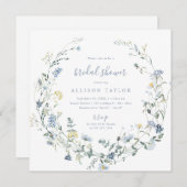 Dusty Blue Wildflower rustiek Boho Vrijgezellenfee Kaart (Voorkant / Achterkant)