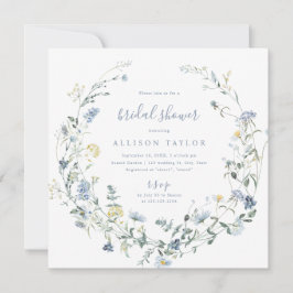 Dusty Blue Wildflower rustiek Boho Vrijgezellenfee Kaart