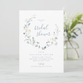 Dusty Blue Wildflower rustiek Boho Vrijgezellenfee Kaart (Staand voorkant)