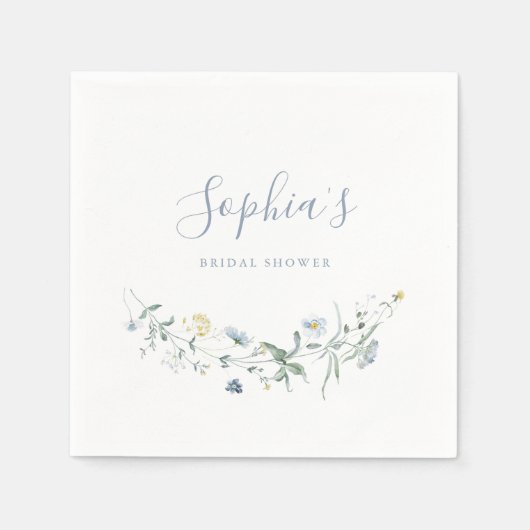 Dusty Blue Wildflower rustiek Boho Vrijgezellenfee Servet (Voorkant)