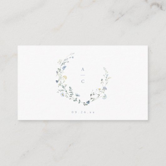 Dusty Blue Wildflower rustieke Boho bruids Registr Informatiekaartje (Achterkant)
