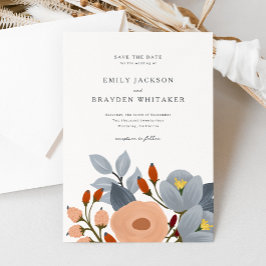 Dusty Blue Wildflower Save the Date Kaart