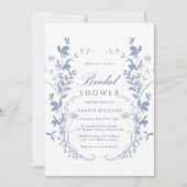 Dusty Blue Wildflower Silhouette Vrijgezellenfeest Kaart (Voorkant)