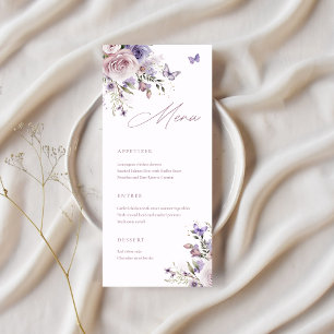 Dusty Blue Wildflower Vlinder Elegant menu