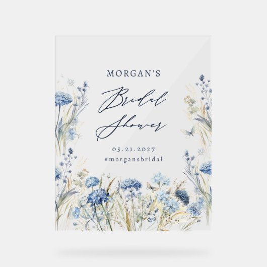 Dusty Blue Wildflower Vrijgezellenfeest Acryl Bord (Voorkant)