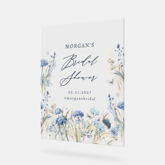 Dusty Blue Wildflower Vrijgezellenfeest Acryl Bord (Hoek)