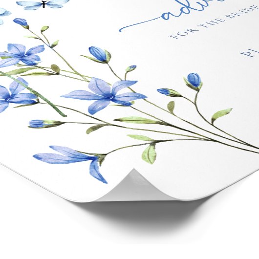 Dusty Blue Wildflower Vrijgezellenfeest adviesbord Poster (Hoek)