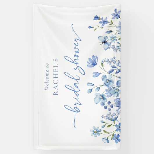 Dusty Blue Wildflower Vrijgezellenfeest Banner (Verticaal)