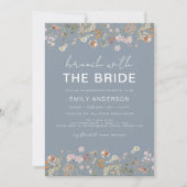 Dusty Blue Wildflower Vrijgezellenfeest Brunch Blo Kaart (Voorkant)