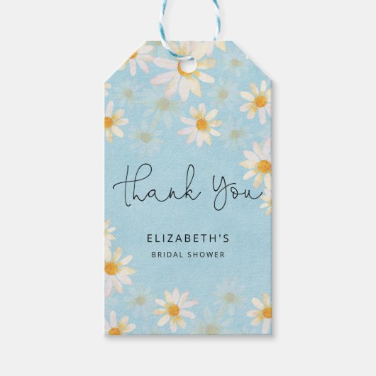 Dusty Blue Wildflower Vrijgezellenfeest Cadeaulabel (Voorkant)