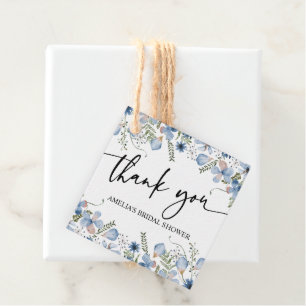 Dusty Blue Wildflower Vrijgezellenfeest Favor Tags Bedankjes Labels