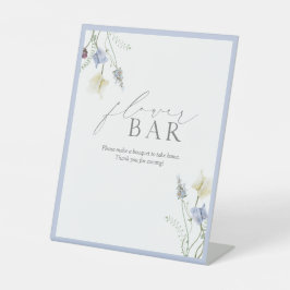 Dusty Blue Wildflower Vrijgezellenfeest Flower Bar Reclamebord Met Voetstuk