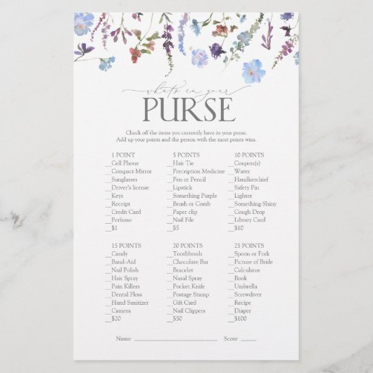 Dusty Blue Wildflower Vrijgezellenfeest Game (Voorkant)