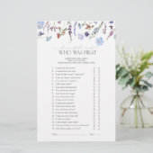 Dusty Blue Wildflower Vrijgezellenfeest Game (Staand voorkant)