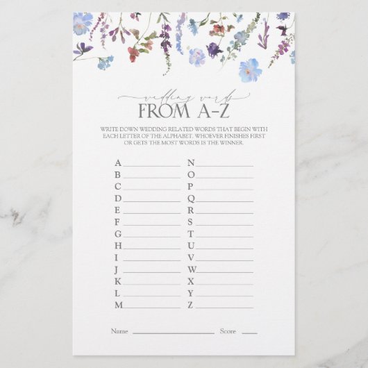 Dusty Blue Wildflower Vrijgezellenfeest Game (Voorkant)