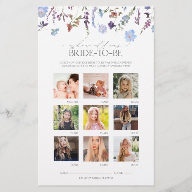 Dusty Blue Wildflower Vrijgezellenfeest Game (Voorkant)