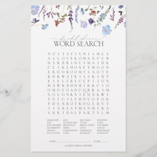 Dusty Blue Wildflower Vrijgezellenfeest Game (Voorkant)