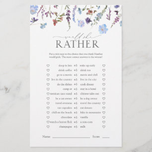 Dusty Blue Wildflower Vrijgezellenfeest Game