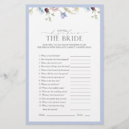 Dusty Blue Wildflower Vrijgezellenfeest Game