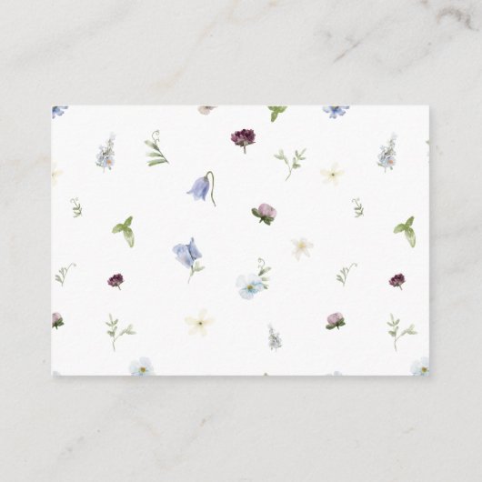 Dusty Blue Wildflower Vrijgezellenfeest Game Informatiekaartje (Achterkant)