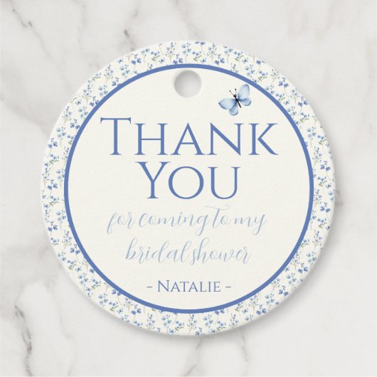 Dusty Blue Wildflower Vrijgezellenfeest Hartelijk  Bedankjes Labels (Voorkant)