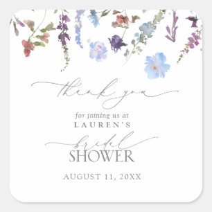 Dusty Blue Wildflower Vrijgezellenfeest Hartelijk  Vierkante Sticker