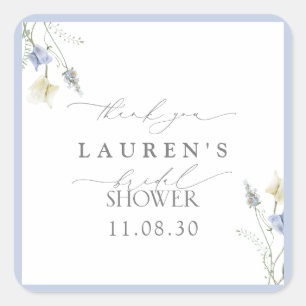 Dusty Blue Wildflower Vrijgezellenfeest Hartelijk Vierkante Sticker