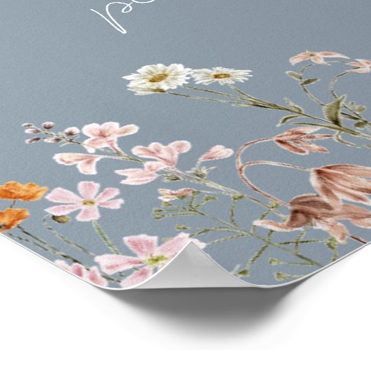 Dusty Blue Wildflower Vrijgezellenfeest Kaarten Ca Poster (Hoek)