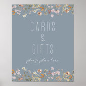 Dusty Blue Wildflower Vrijgezellenfeest Kaarten Ca Poster (Voorkant)