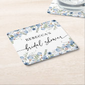 Dusty Blue Wildflower Vrijgezellenfeest Kartonnen Onderzetters (Schuin)